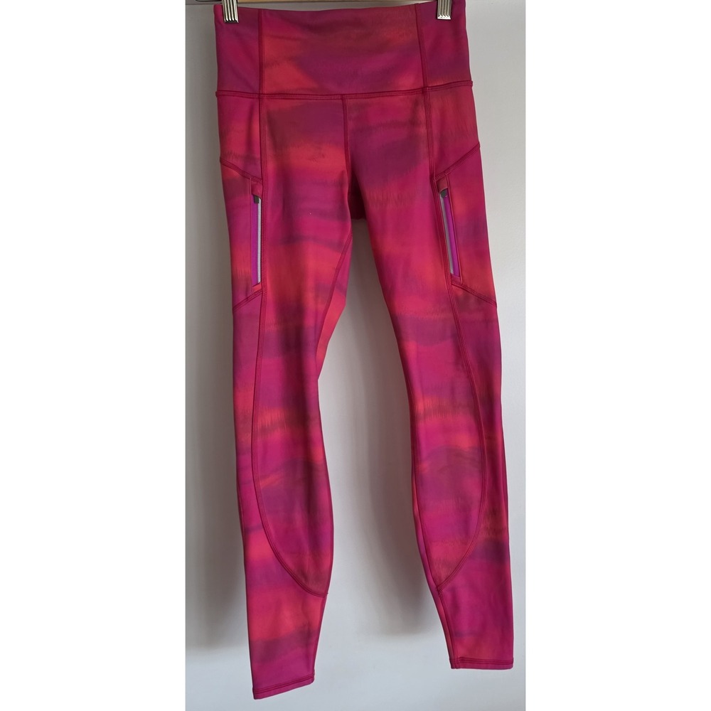 Athleta Leggings XS Pink Magenta Orange Striped Abstract Athleisure Activewear